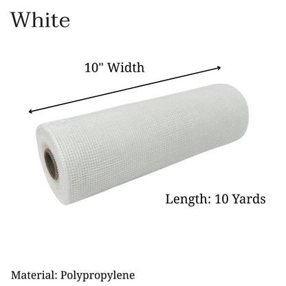 White - Deco Mesh Solid Color - ( 10 Inch x 10 Yards )