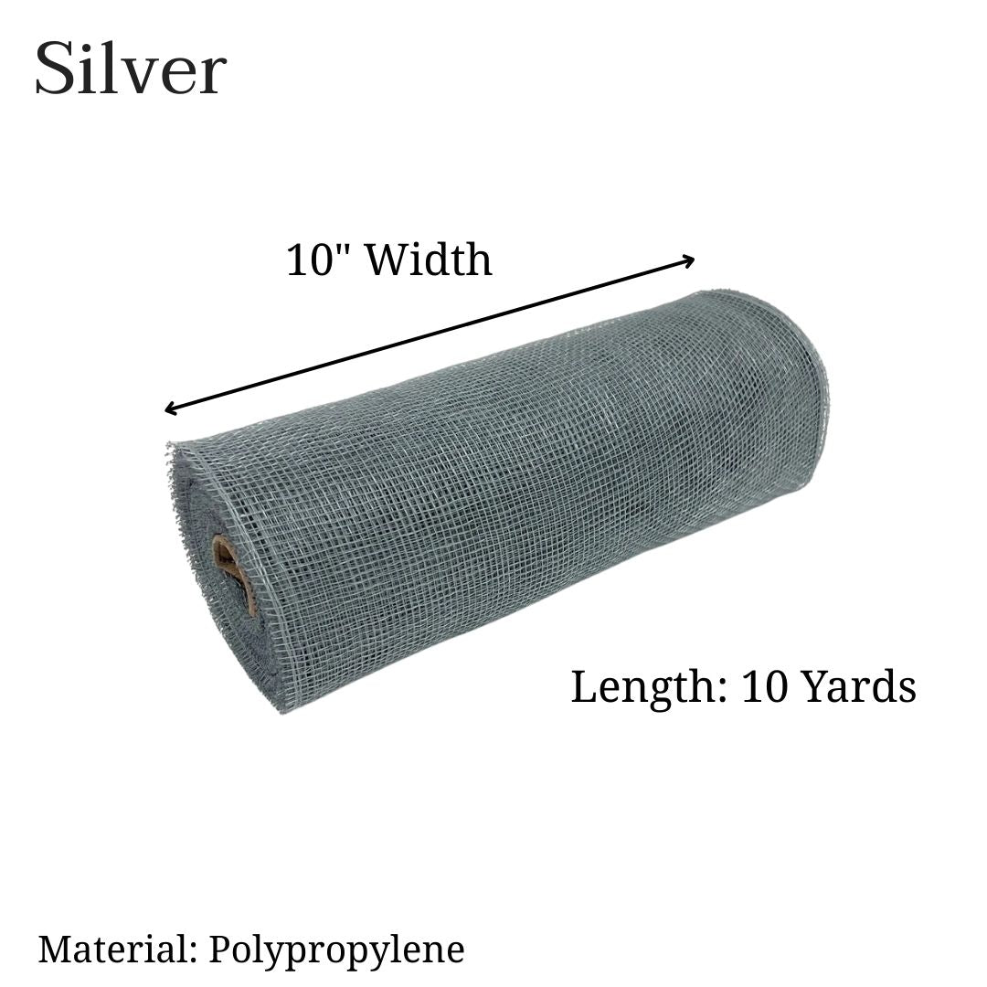 Silver / Grey - Deco Mesh Solid Color - ( 10 Inch x 10 Yards )