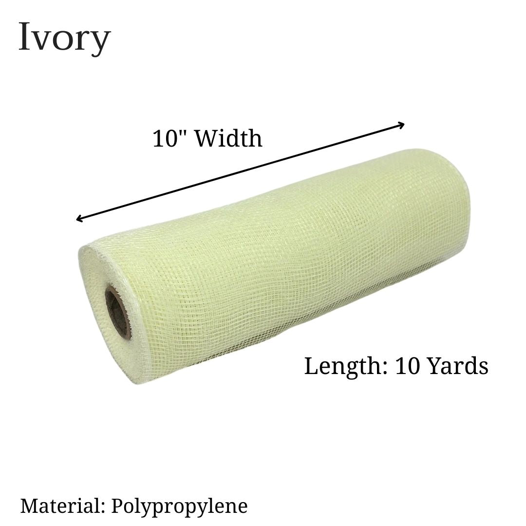 Ivory - Deco Mesh Solid Color - ( 10 Inch x 10 Yards )