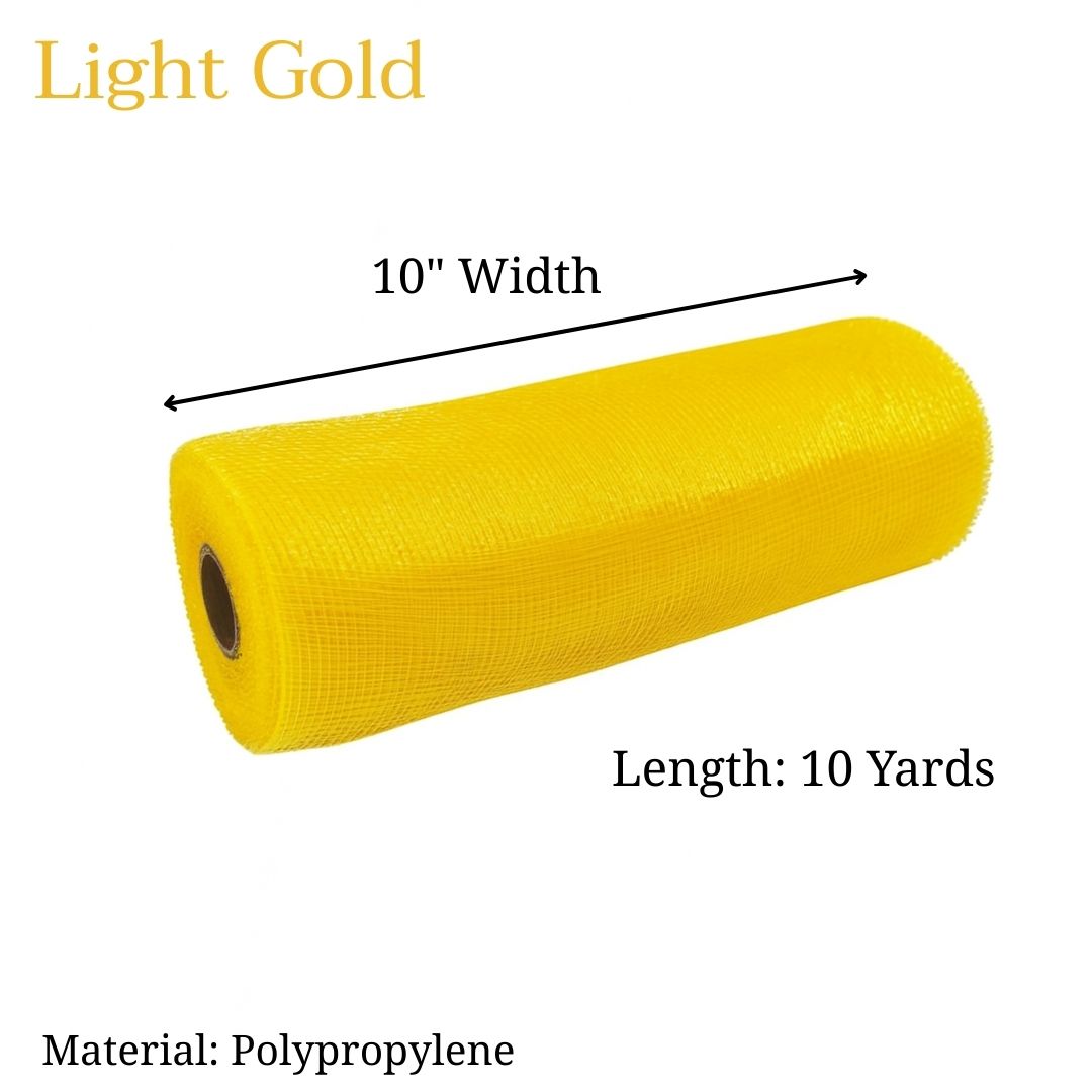 Light Gold - Deco Mesh Solid Color - ( 10 Inch x 10 Yards )