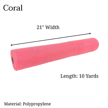 Coral - Deco Mesh Solid Color - ( 21 Inch x 10 Yards )