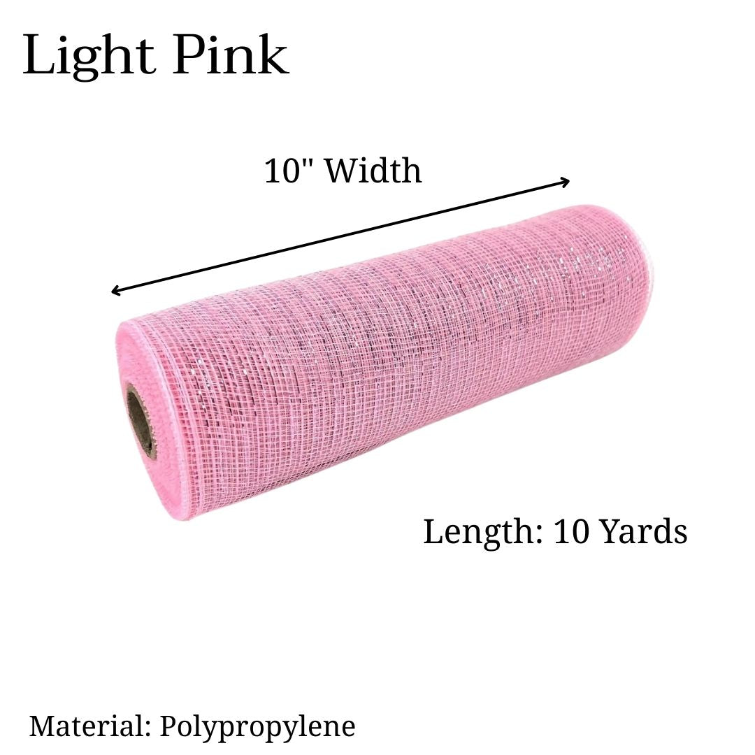 Pre-Order Now & Ship On February 27th - Light Pink - Deco Mesh Metallic Stripes - ( 10 Inch x 10 Yards )