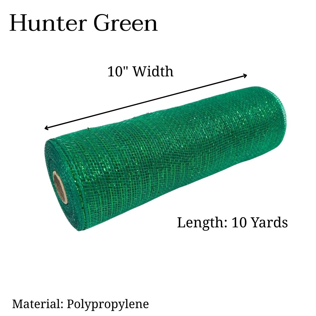 Hunter Green - Deco Mesh Metallic Stripes - ( 10 Inch x 10 Yards )