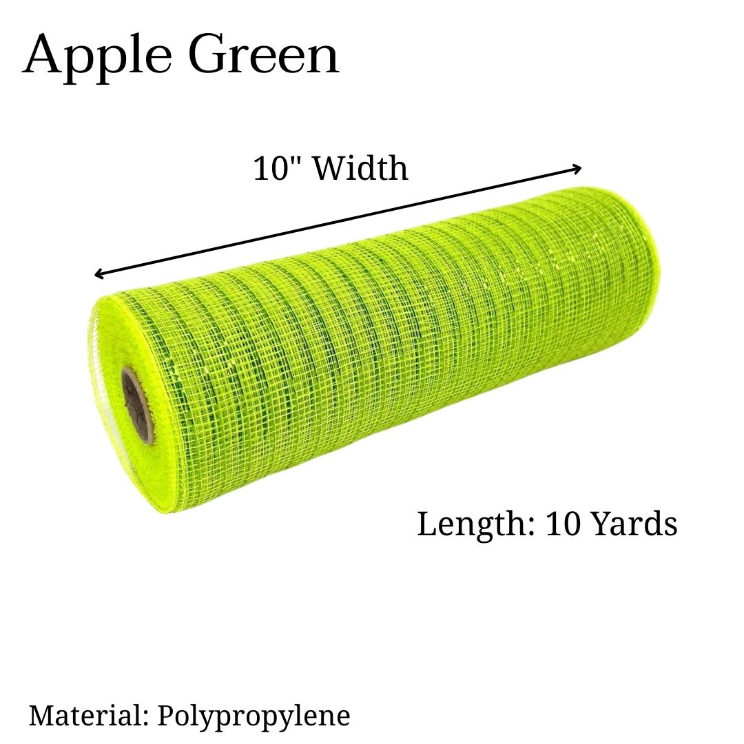 Pre-Order Now & Ship On February 27th - Apple Green - Deco Mesh Metallic Stripes - ( 10 Inch x 10 Yards )