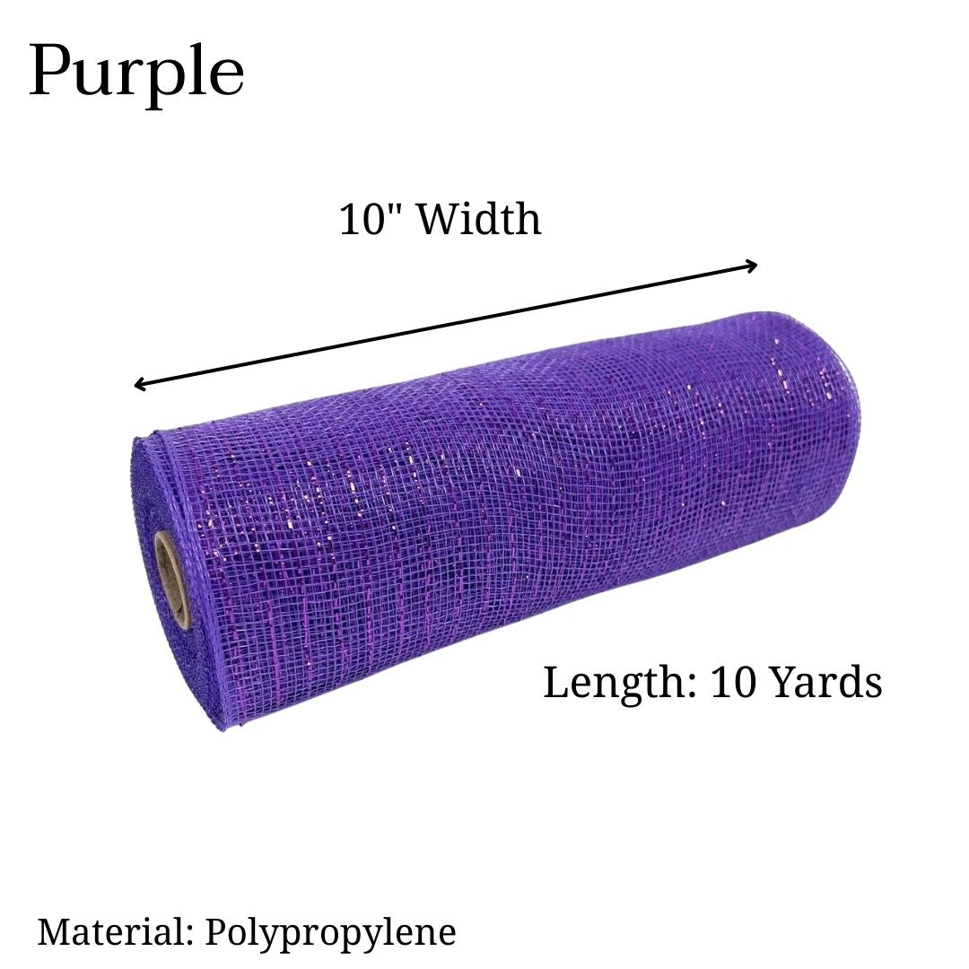 Purple - Deco Mesh Metallic Stripes - ( 10 Inch x 10 Yards )