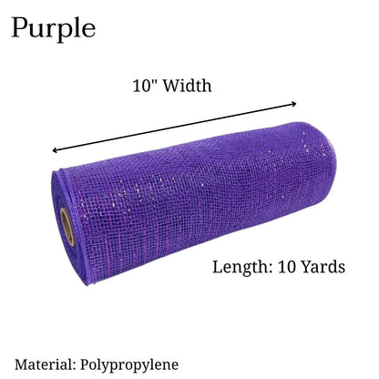 Purple - Deco Mesh Metallic Stripes - ( 10 Inch x 10 Yards )