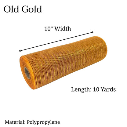 Old Gold - Deco Mesh Metallic Stripes - ( 10 Inch x 10 Yards )