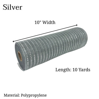 Pre-Order Now & Ship On February 27th - Silver - Deco Mesh Metallic Stripes - ( 10 Inch x 10 Yards )