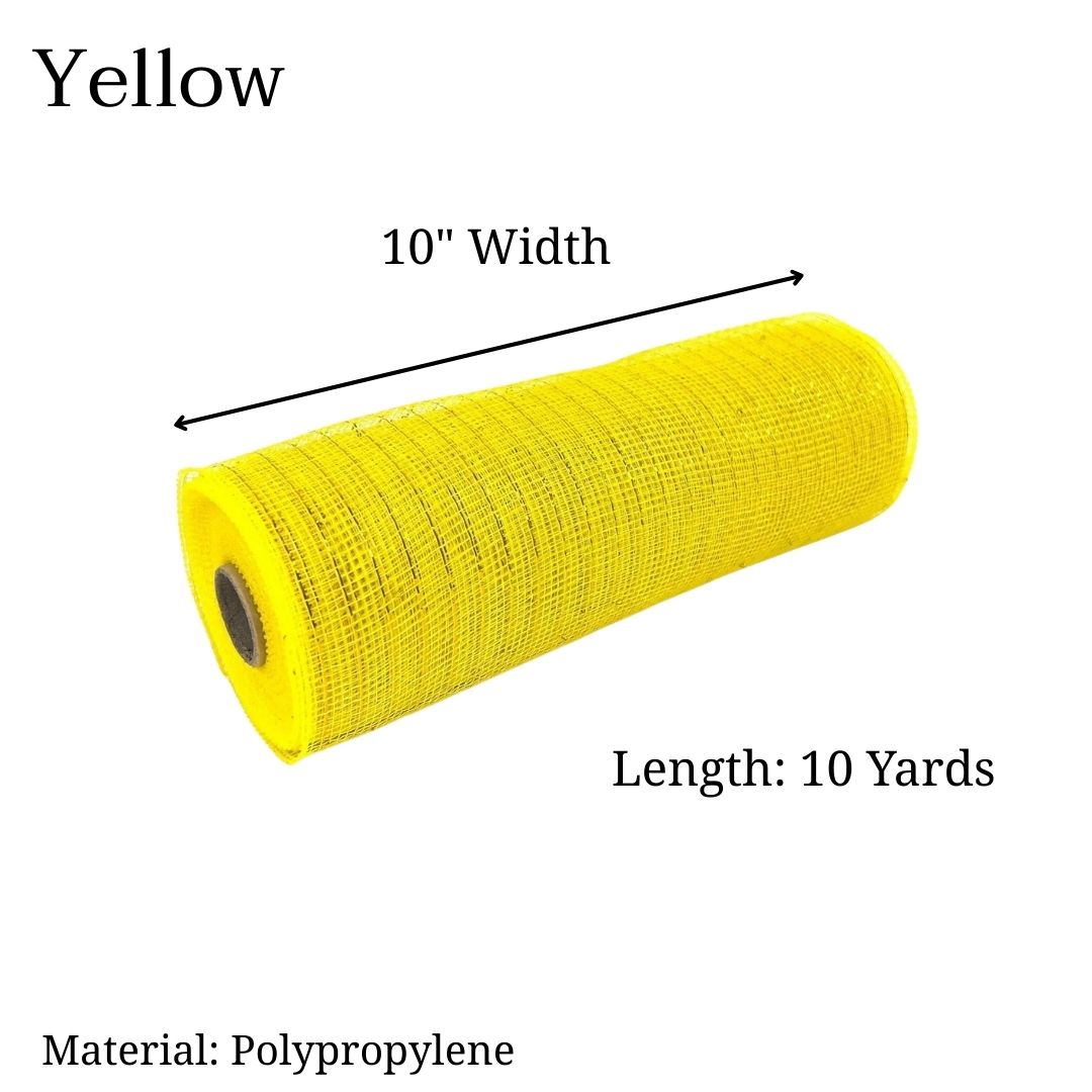 Yellow - Deco Mesh Metallic Stripes - ( 10 Inch x 10 Yards )