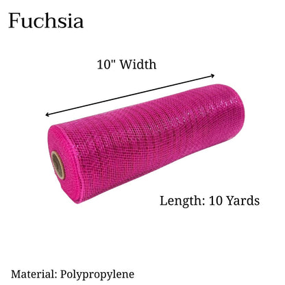 Fuchsia - Deco Mesh Metallic Stripes - ( 10 Inch x 10 Yards )