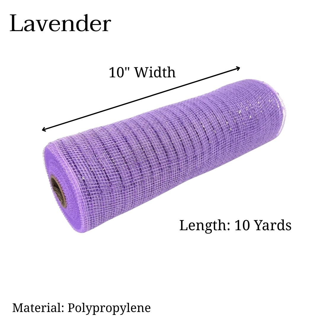 Lavender - Deco Mesh Metallic Stripes - ( 10 Inch x 10 Yards )