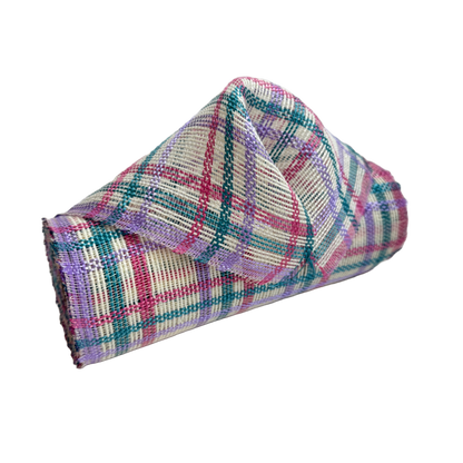 Pink/Green/Ivory/Purple Fabric Plaid Poly Burlap Deco Mesh - ( 9.5 Inch x 10 Yards )