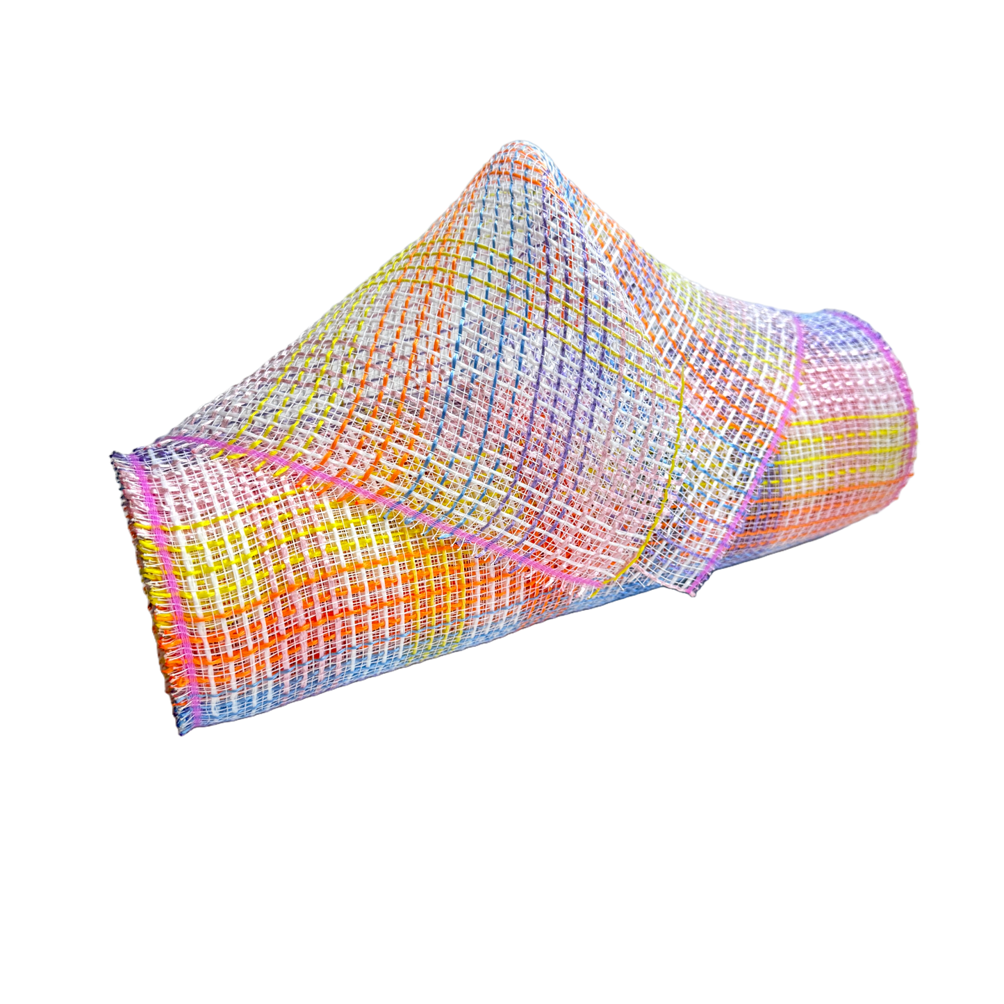 Orange/White/Blue/Yellow Fabric Deco Mesh - ( 10 Inch x 10 Yards )