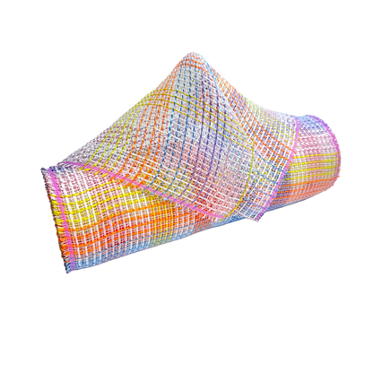 Orange/White/Blue/Yellow Fabric Deco Mesh - ( 10 Inch x 10 Yards )