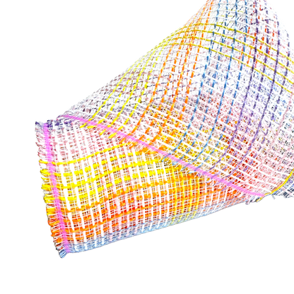 Orange/White/Blue/Yellow Fabric Deco Mesh - ( 10 Inch x 10 Yards )