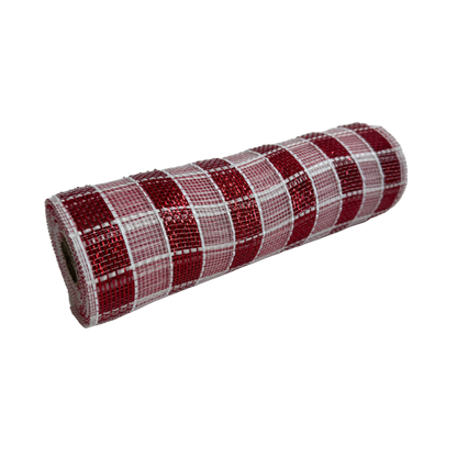 Red/White Deco Mesh - ( 10 Inch x 10 Yards )