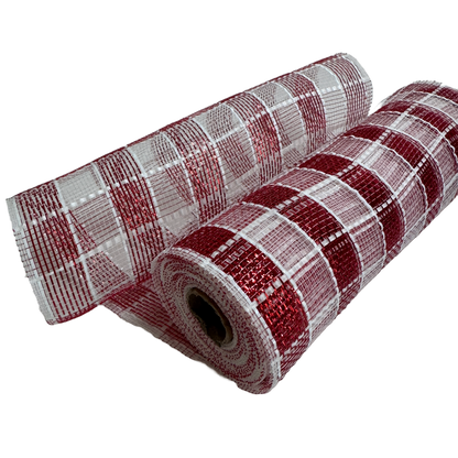Red/White Deco Mesh - ( 10 Inch x 10 Yards )