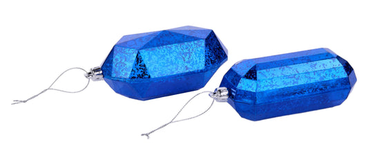 2 Asst 5.25 Inch L Antique Look Gem Ornament - Royal Blue