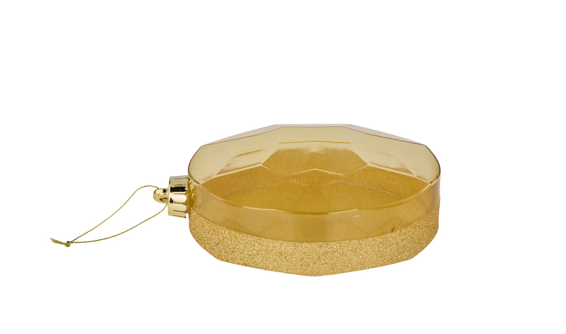 6.5 Inch L x 4.25 Inch W Glitter Oval Gem Ornament - Gold