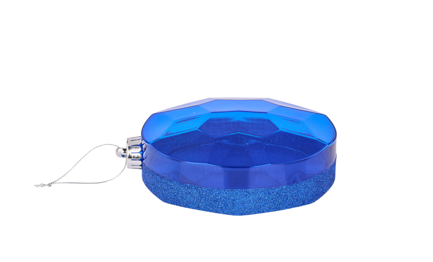 6.5 Inch L x 4.25 Inch W Glitter Oval Gem Ornament - Royal Blue