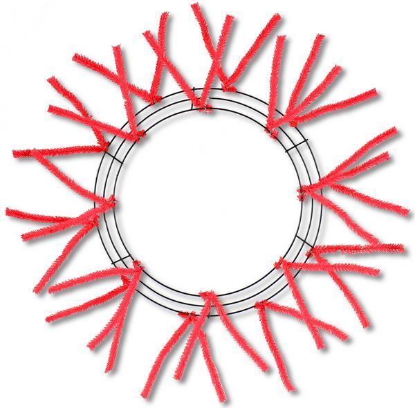 15-24" Tinsel Tips Work Wreath Form - Red