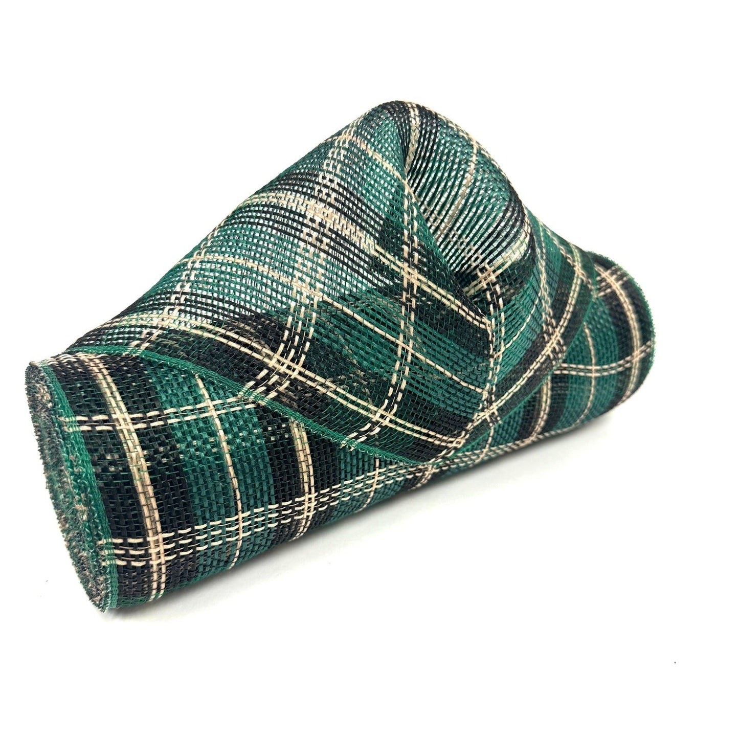 Xmas Black Hunter Green Plaid Deco Mesh - Holiday Plaid Fabric Mesh - ( 10 Inch x 10 Yards ) BBCrafts.com