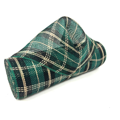 Xmas Black Hunter Green Plaid Deco Mesh - Holiday Plaid Fabric Mesh - ( 10 Inch x 10 Yards ) BBCrafts.com