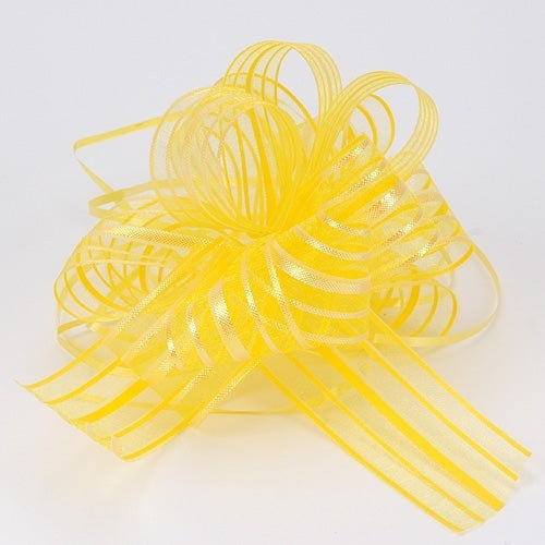Yellow 4 Inch Pull Bow - Pack of 12 BBCrafts.com