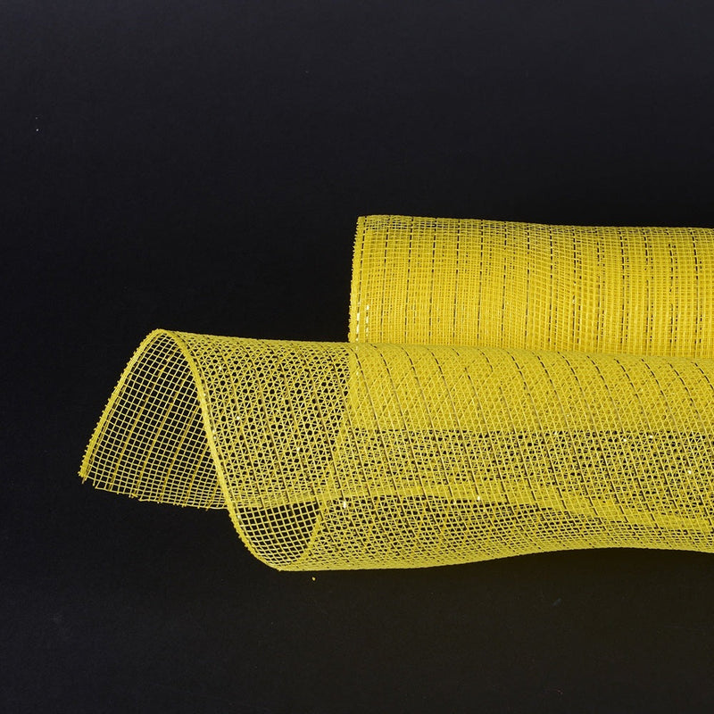 Yellow - Deco Mesh Wrap Metallic Stripes - ( 10 Inch x 10 Yards ) BBCrafts.com