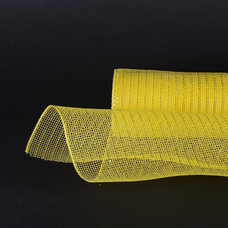 Yellow - Deco Mesh Wrap Metallic Stripes - ( 21 Inch x 10 Yards ) BBCrafts.com
