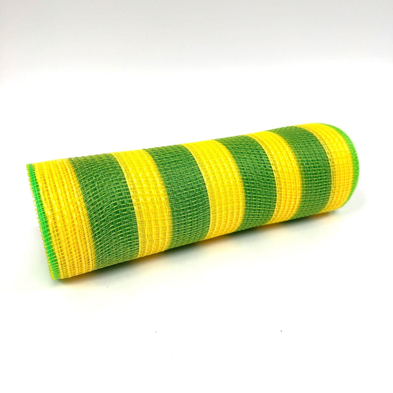 Yellow Green Stripes Deco Mesh - Spring Floral Deco Mesh - ( 10 Inch x 10 Yards ) BBCrafts.com