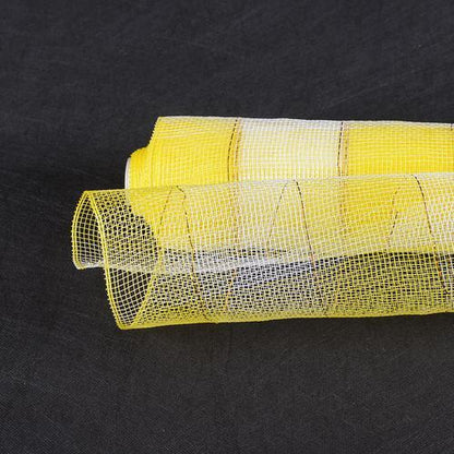 Yellow White - Christmas Mesh Wraps - ( 10 Inch x 10 Yards ) BBCrafts.com