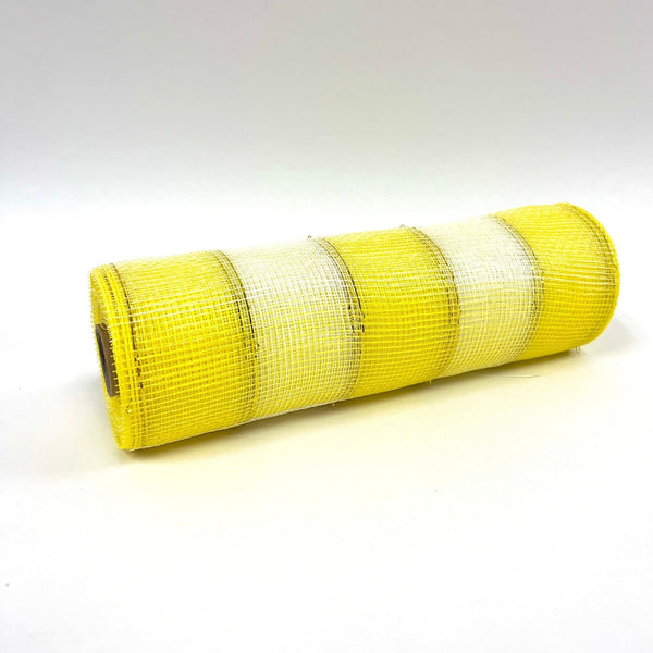 Yellow White - Christmas Mesh Wraps - ( 10 Inch x 10 Yards ) BBCrafts.com