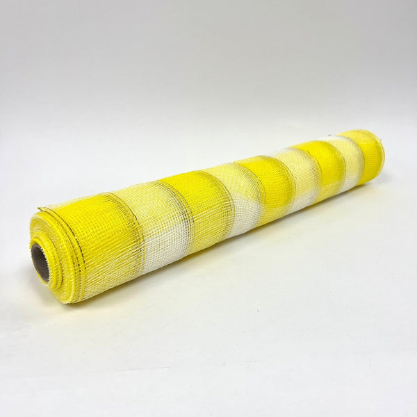 Yellow White - Christmas Mesh Wraps - ( 21 Inch x 10 Yards ) BBCrafts.com