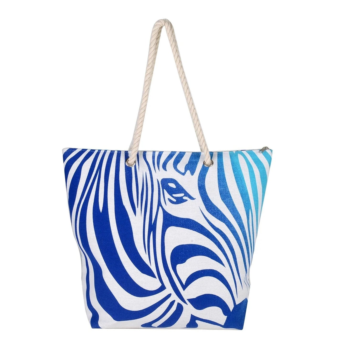 Women’s Beach Tote Bags Combo Set of 3 – Pink Flamingo, White & Blue Zebra Striped & Gold Flamingo Canvas Large Pool & Travel Totes