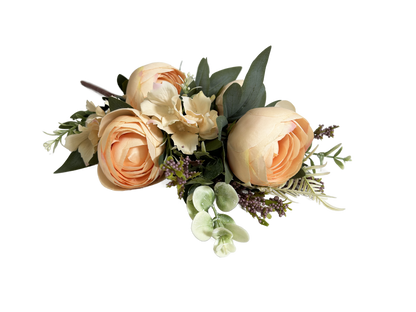 19 Inch Ranunculus Mixed Bush Artificial Silk Flower Spray - Peach