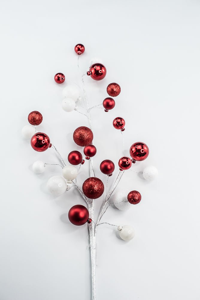 30 Inch Glitter Mixed Ball - White Red