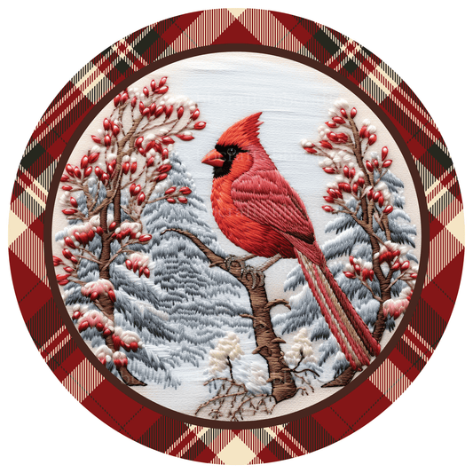 Christmas Cardinal Bird Metal / Vinyl Sign - Made in USA
