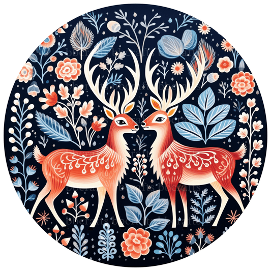 Christmas Twin Deer Metal / Vinyl Sign - Made in USA