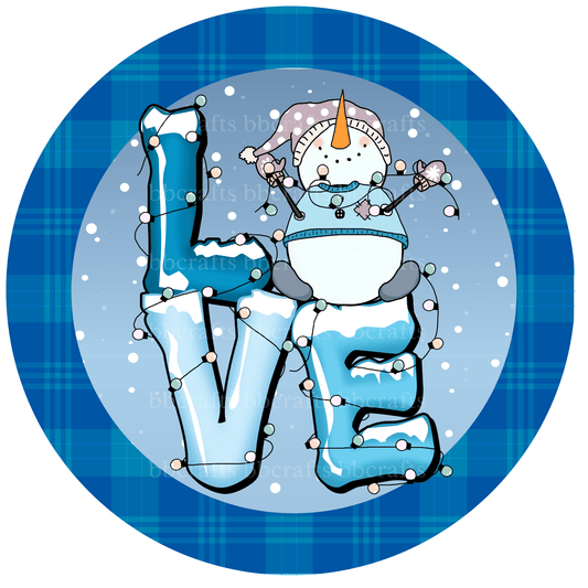 Christmas Snowman Love Metal / Vinyl Sign - Made in USA