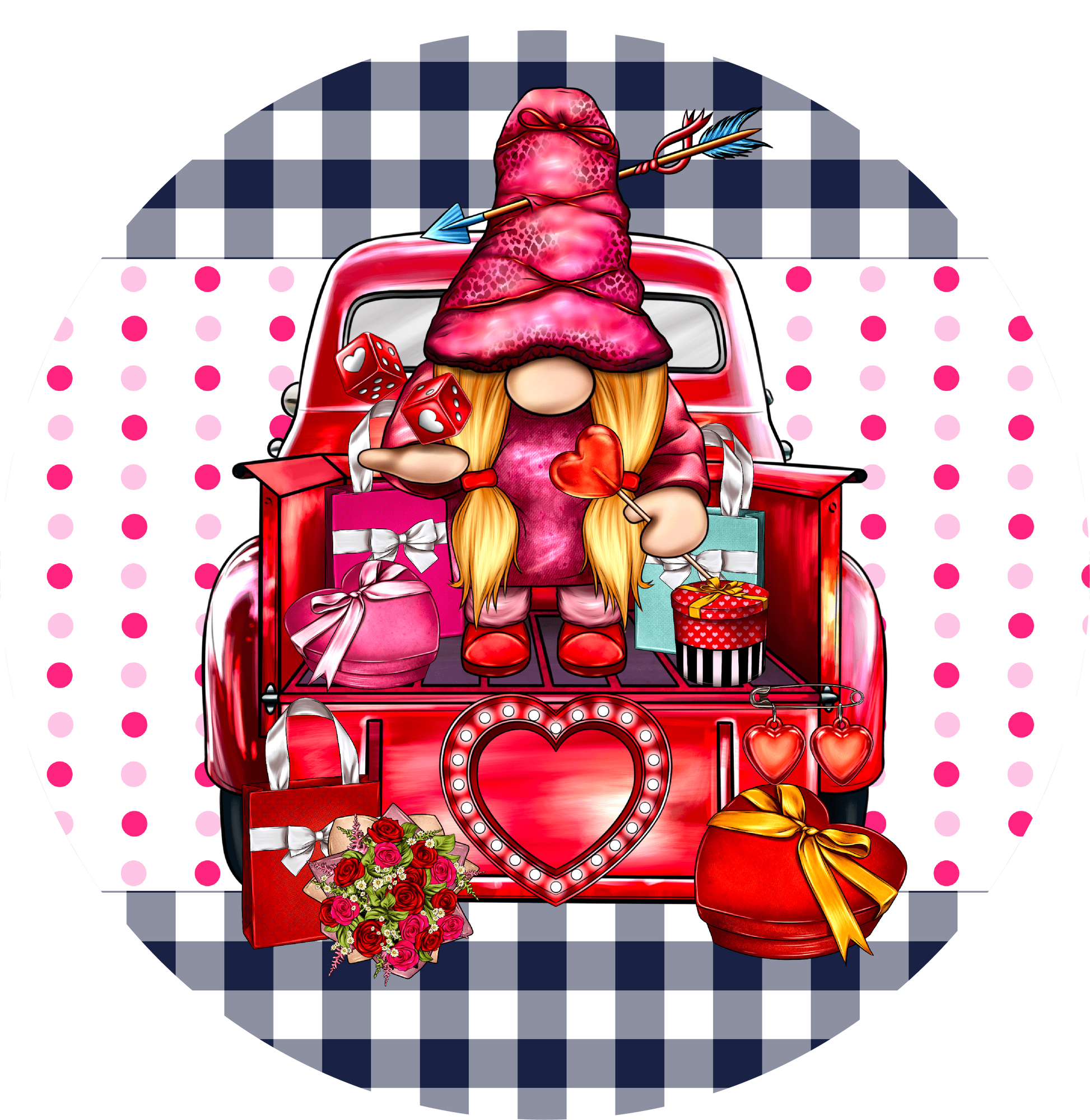 Valentine's Day Gnome Love Truck Metal / Vinyl Sign - Made in USA