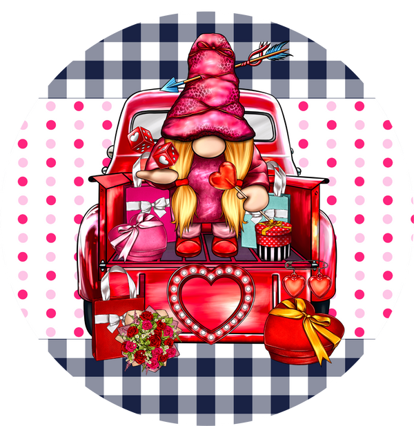 Valentine's Day Metal Sign: Gnome Love Truck - Made In USA