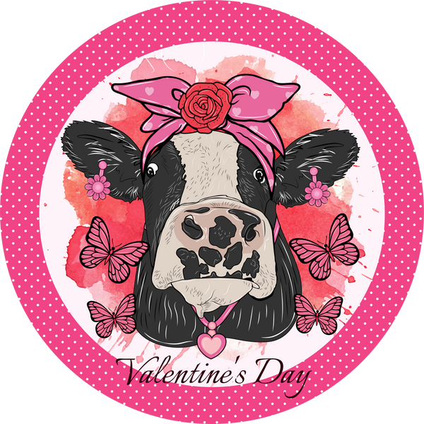 Valentine's Day Metal Sign: Cute Cow Love - Made In USA