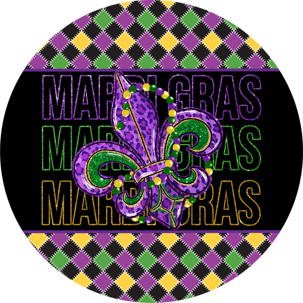 Mardi Gras Fleur de Lis Metal Sign - Made In USA