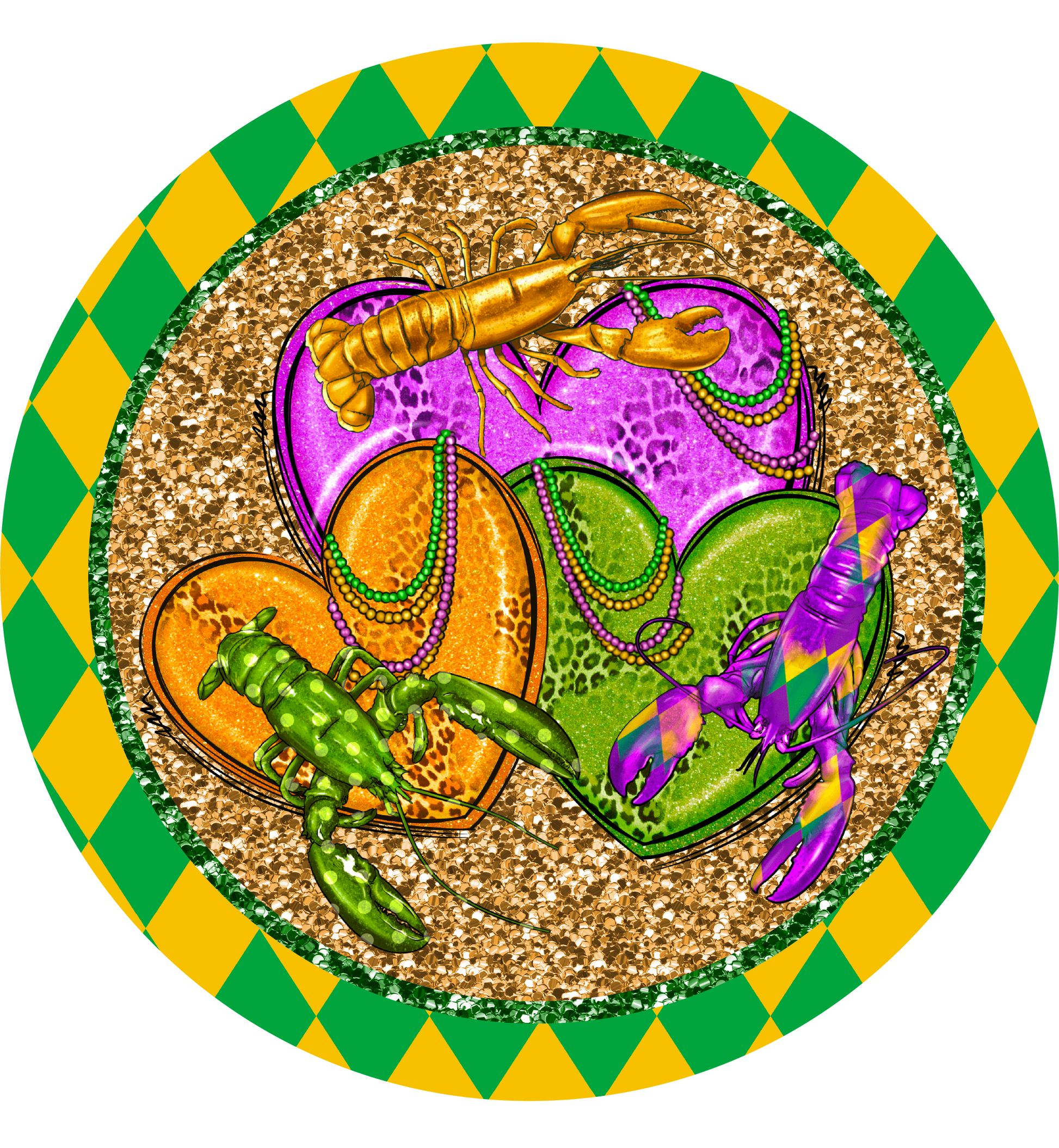 Mardi Gras Love Crawfish Metal / Vinyl Sign - Made in USA