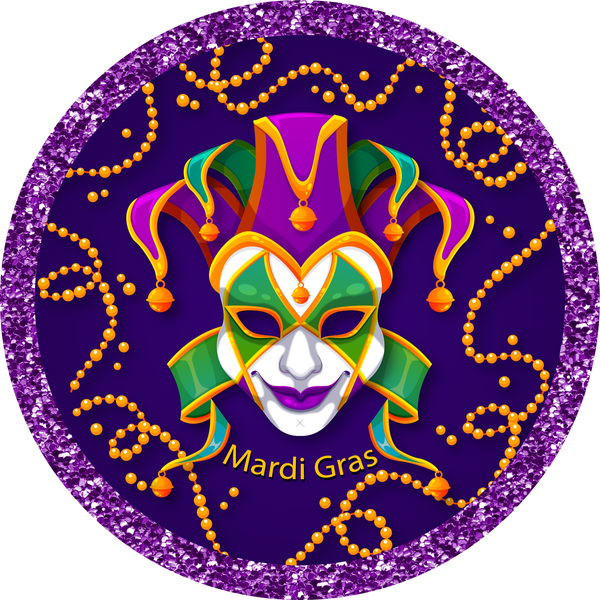 Mardi Gras Joker Mask Metal Sign - Made In USA