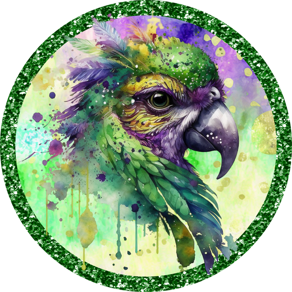 Mardi Gras Parrot Face Metal Sign - Made In USA