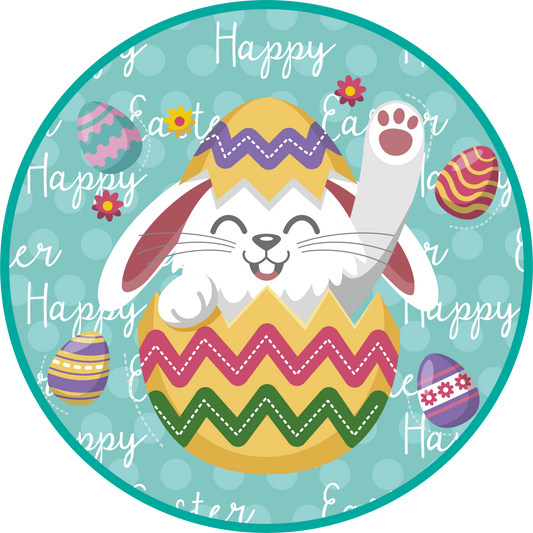 Happy Easter Bunny with Easter Eggs Metal / Vinyl Sign - Made in USA
