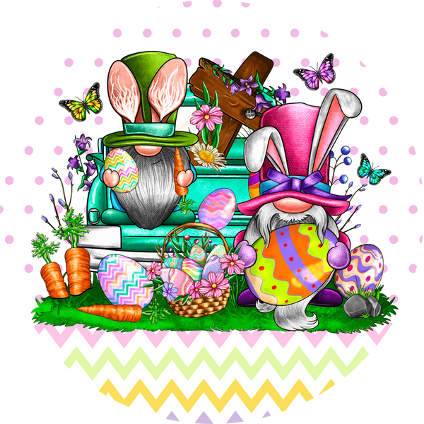 Spring & Easter Metal Sign: Gnome with Easter Eggs - Made In USA