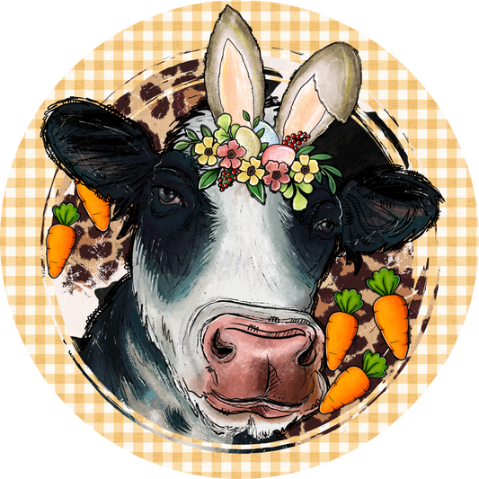 Spring & Easter Cow Metal / Vinyl Sign - Made in USA
